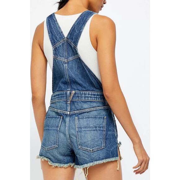 MSRP $108 NEW Free People Sunkissed Short Overalls Size 4 SAME DAY SHIP - Picture 3 of 8